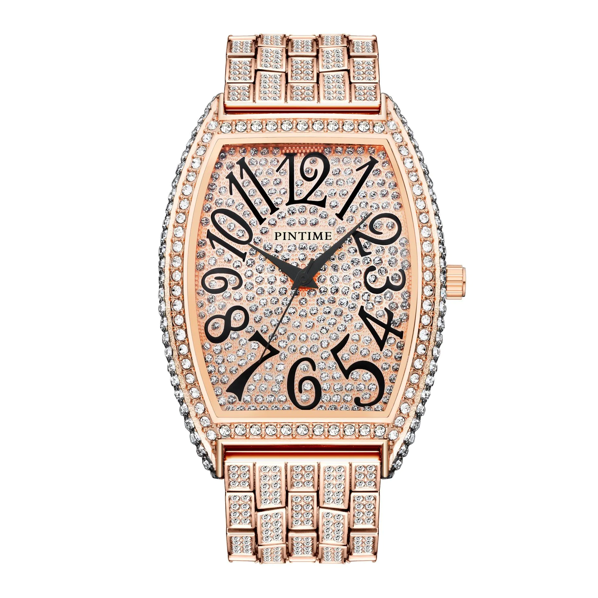 image-Pintime Men's Diamond Watch - Silver 50mm Sports Quartz