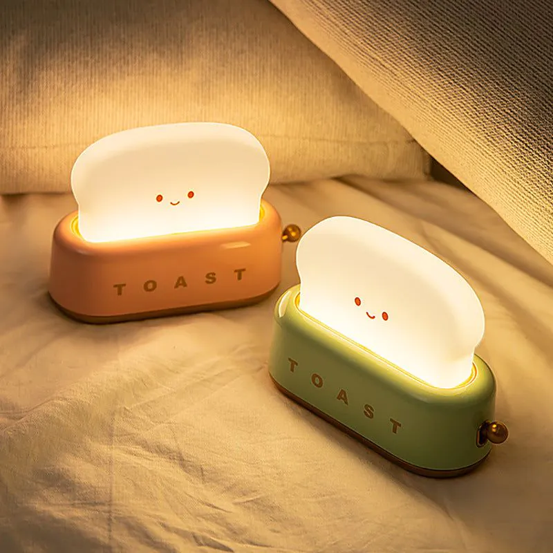 Bread Machine Night Light - Green LED Cartoon Bedside Lamp