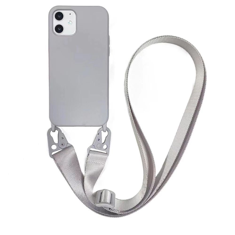 image-Liquid Silicone Crossbody Lanyard Case for iPhone 15 - Grey