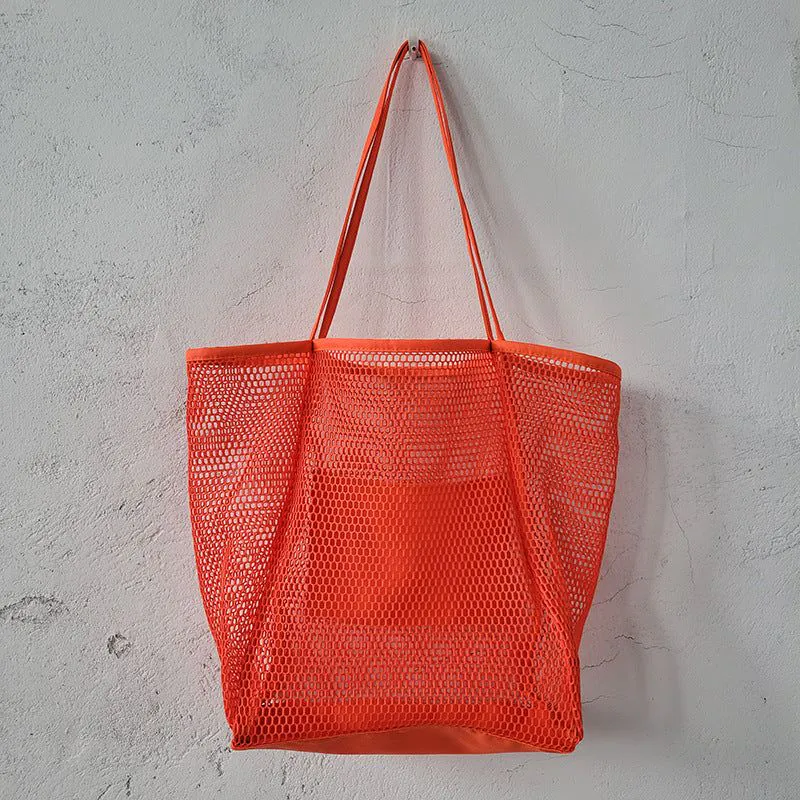 image-European Large Capacity Beach Tote Bag - Mesh