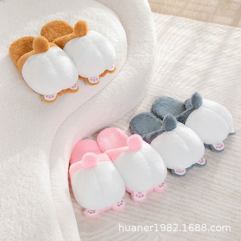 image-Autumn Winter Corgi Cartoon Cotton Slippers Unisex 
