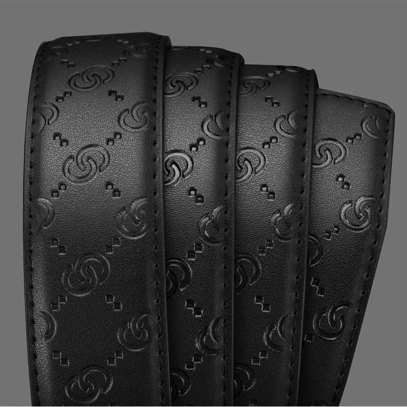 image-Men's Leather Belt Automatic Buckle GG Gun-CC