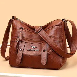 image-Purple PU Leather Shoulder Bag - Medium Square