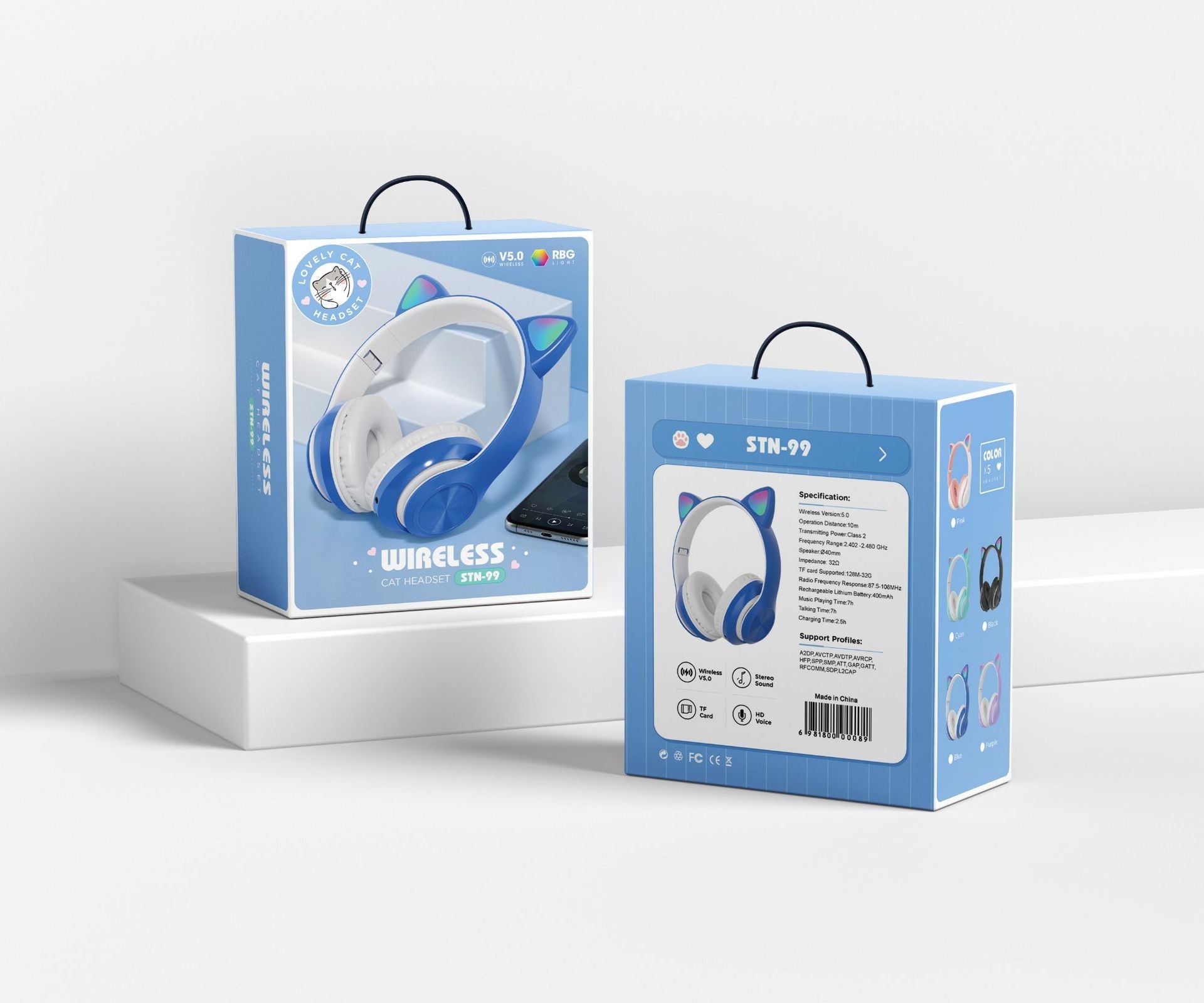 image-Bluetooth Cat Ear Gaming Headset - LED Wireless Music 