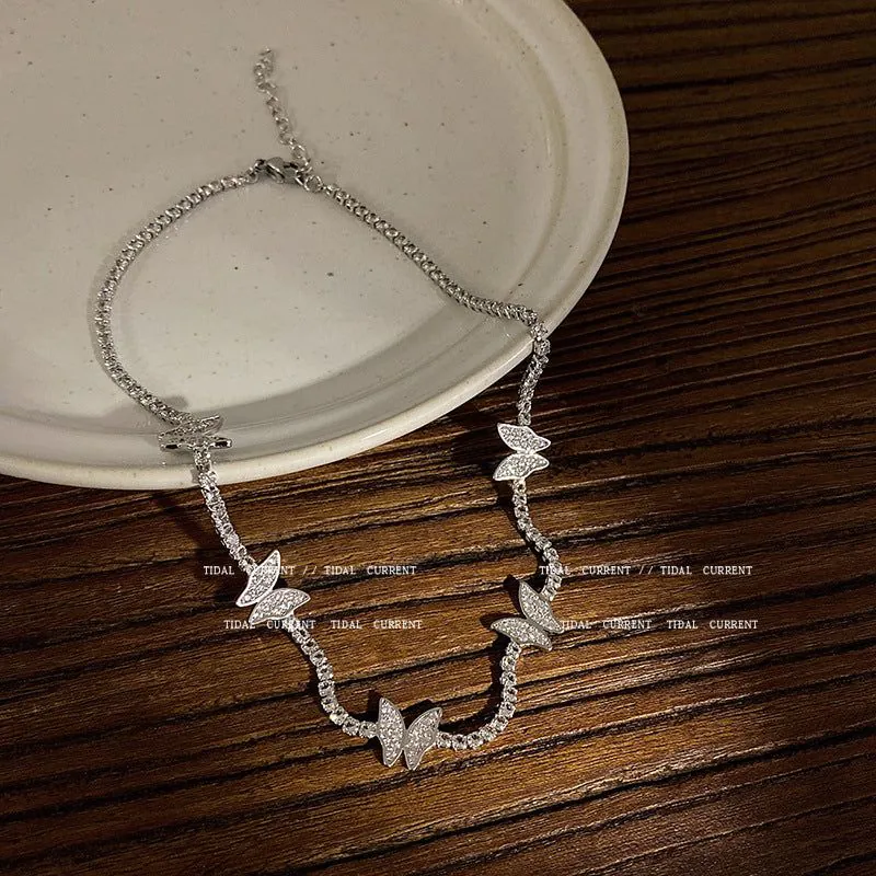 image-Butterfly Choker Necklace - Clavicle Chain