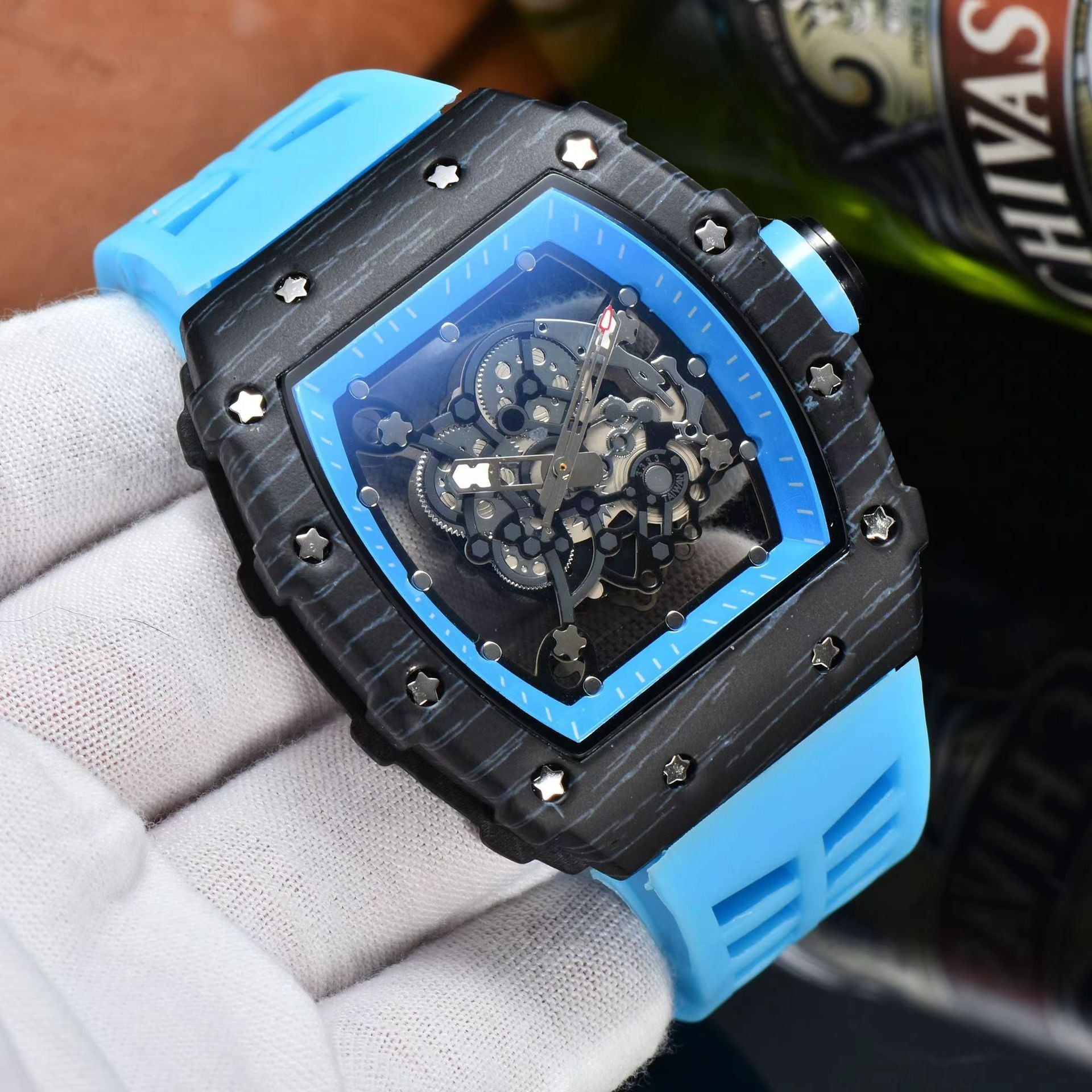 image-Richard Hollow Barrel Watch Men 43mm