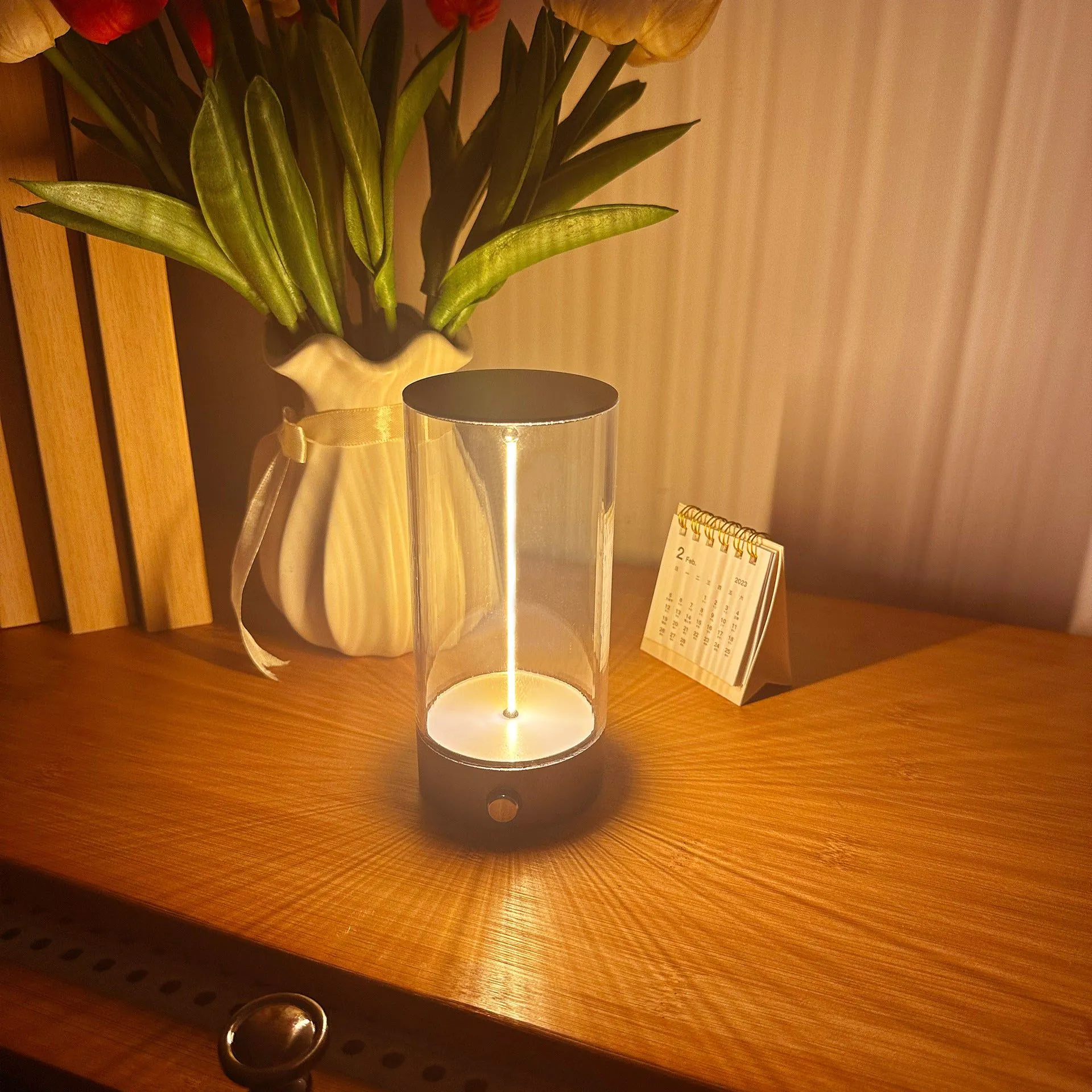 image-LED Touch Dimming Table Lamp - USB Rechargeable Bedside Night Light