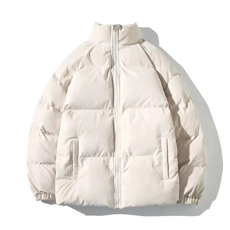 image-Men's Cotton Jacket - Stand Collar Thickened Warm Casual
