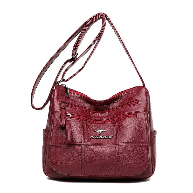 image-PU Shoulder Bag - Purple Small Square Soft Mother Bag 