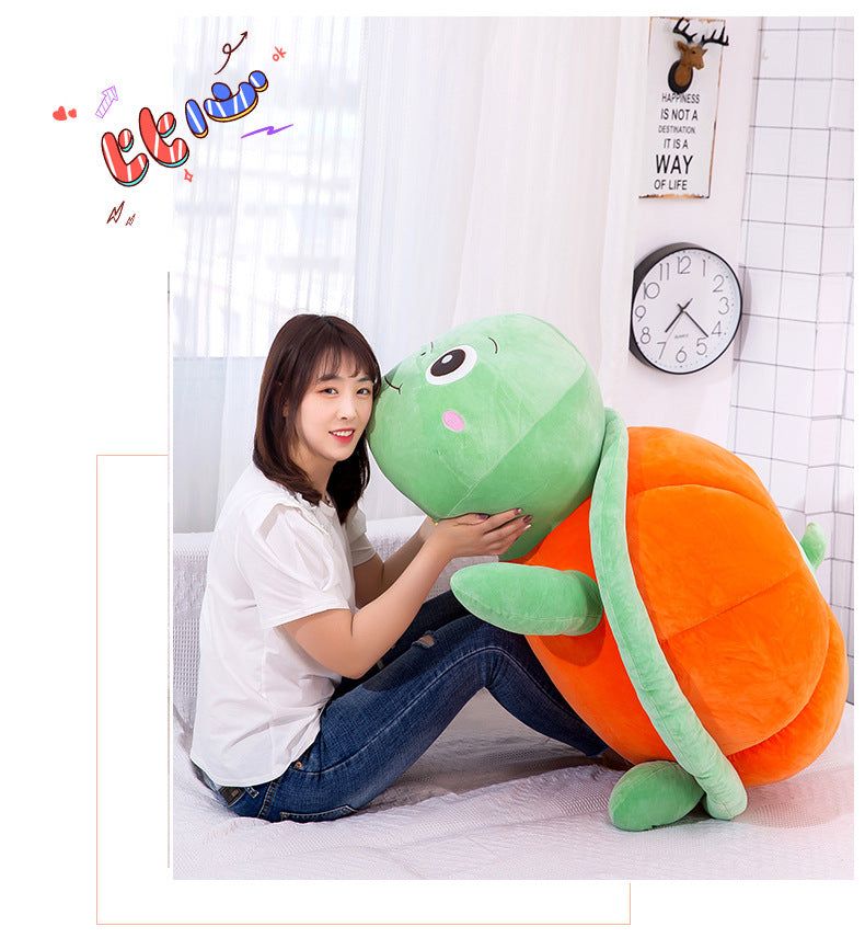 image-Tortoise Plush Toy - Orange Soft Doll Pillow