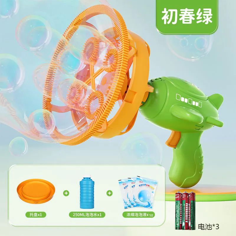 image-Dinosaur Bubble Machine - Green Electric Fan Toy