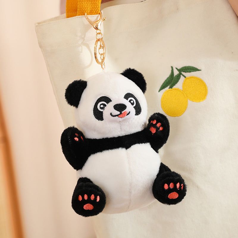 image-Panda Plush Doll with Bamboo - 35cm Backpack Toy