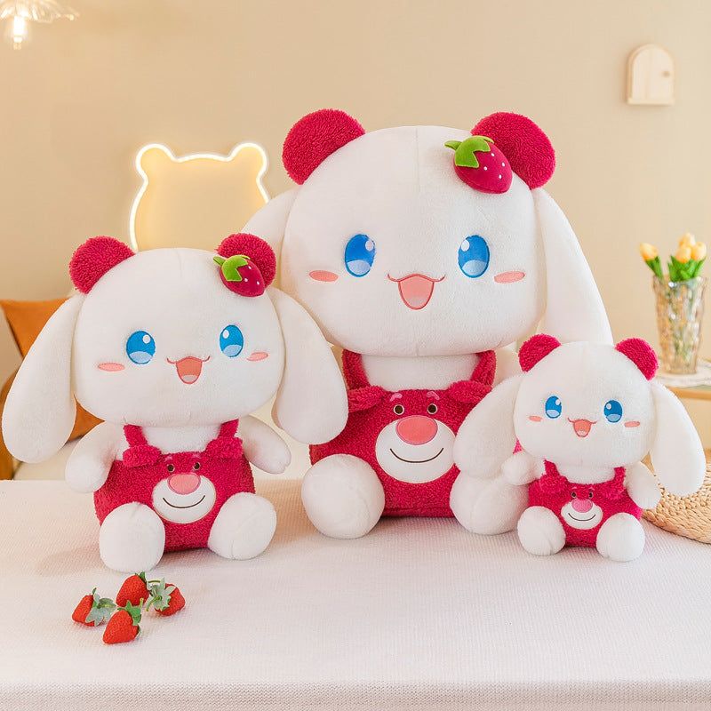 image-Cute Raspberry Rabbit Plush Toy - Big Ears Children's Gift
