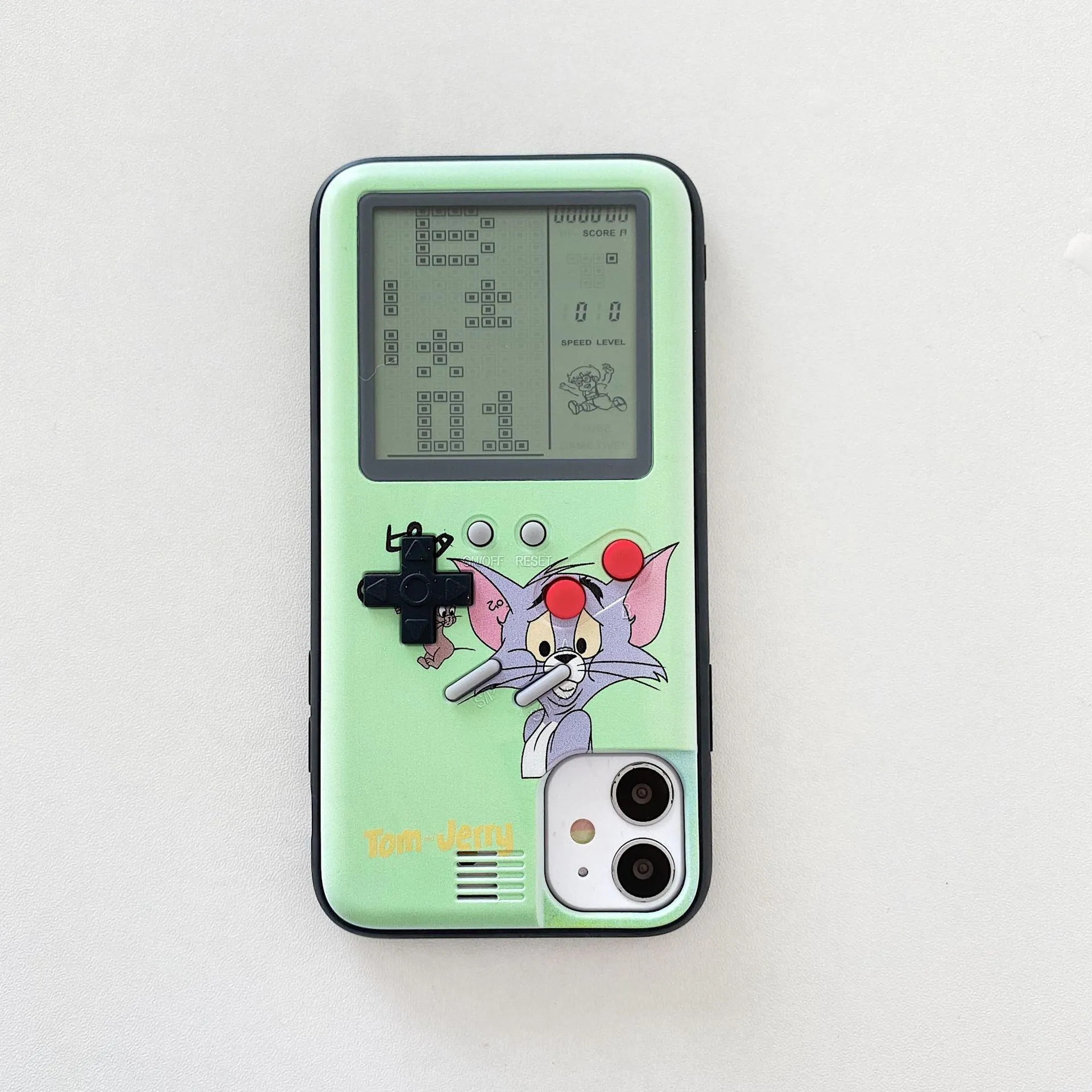 image-Tetris Game Console Case for iPhone 14 Pro Max - Black/White Silicone