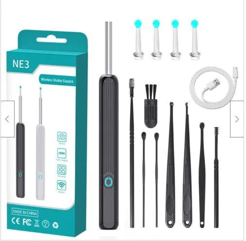 image-Ear Spoon Endoscope with LED Light - Black White