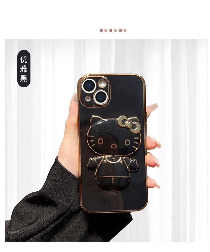 image-Apple 14Pro Folding Mirror Phone Bracket - Anti-Fall Cover