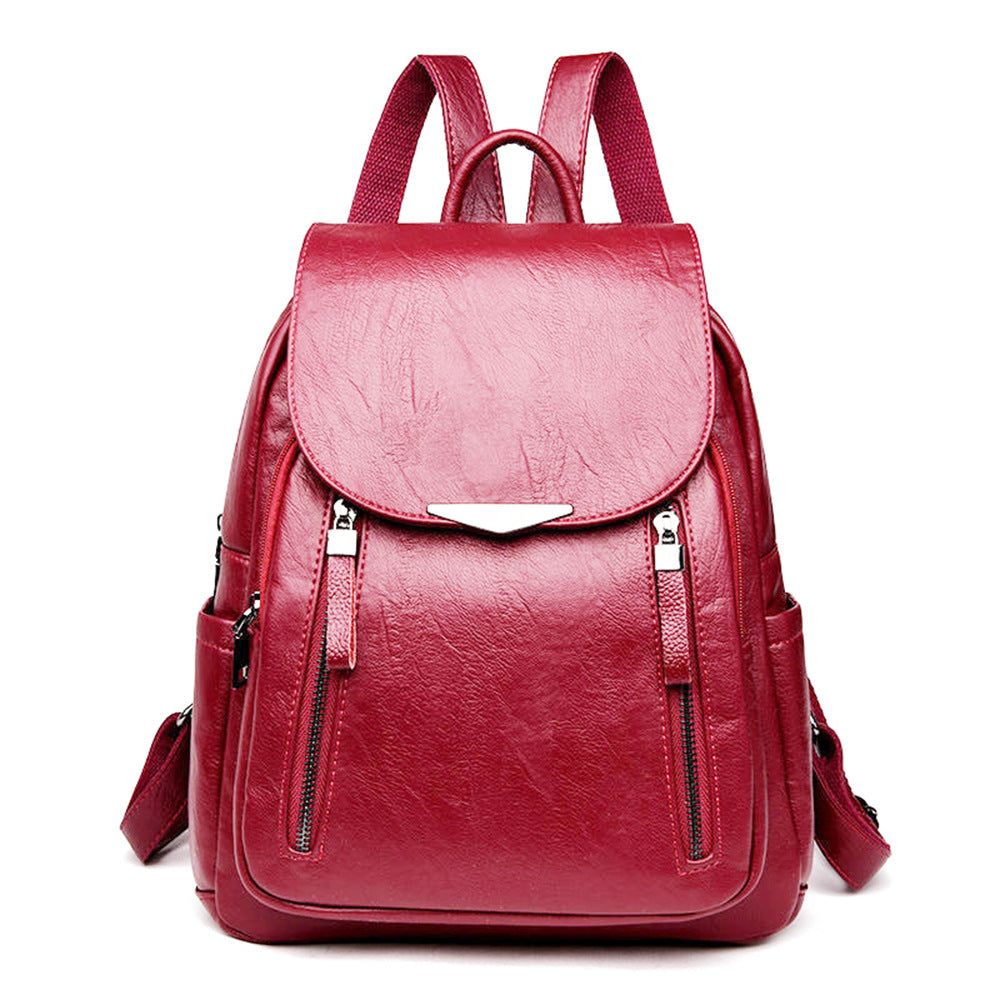 image-SMOOZA Women's Backpack PU Leather Black Large