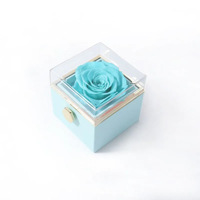 image-Preserved Flower Ring Box - Bay Blue Rotatable