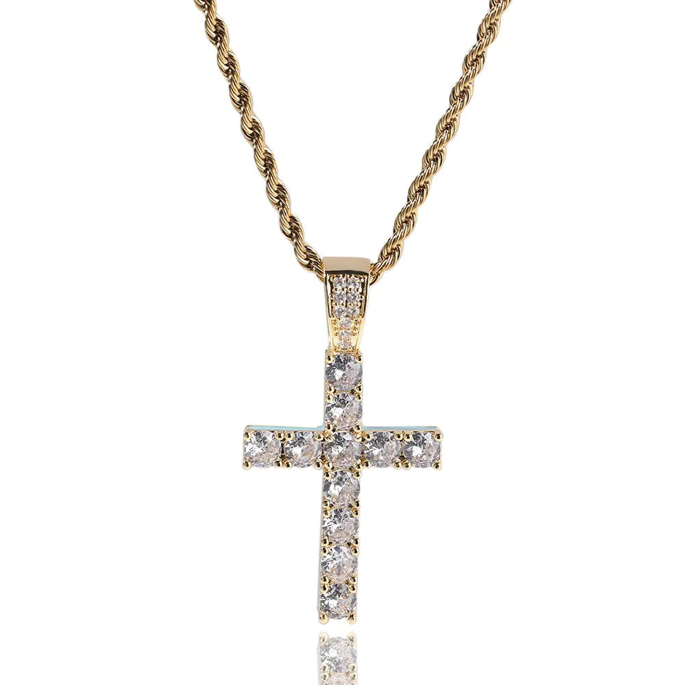 image-Cross Necklace Silver Luminous Zircon Pendant