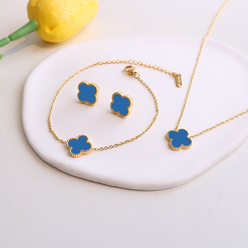 image-Four-Leaf Clover 18k Gold Plated Jewelry Set