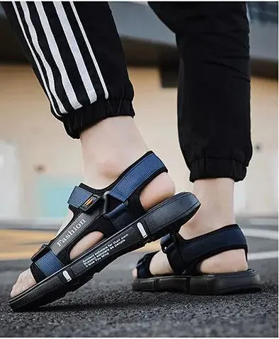 image-Men's Beach Sandals - Grey Velcro Size 36 
