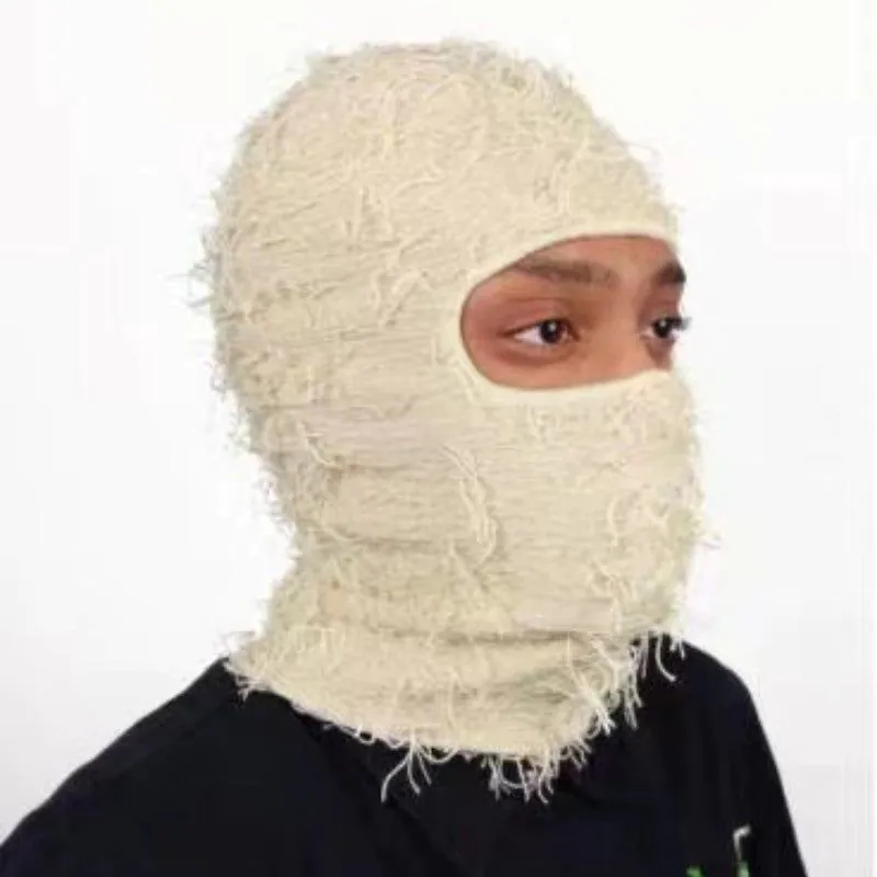 image-Camouflage Knitted Balaclava Hat - Polyester Coffee