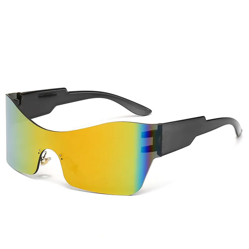 image-Y2K UV400 Arc-Shape Riding Glasses - Black Frame, Outdoor Sports