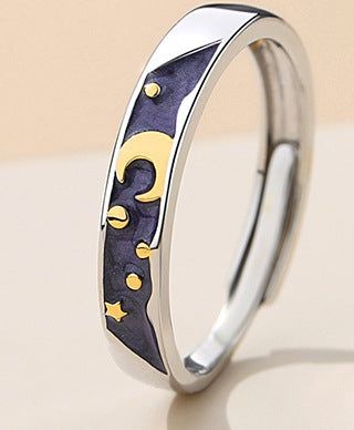 image-Huayou Couple Ring Set Sun Moon Adjustable 