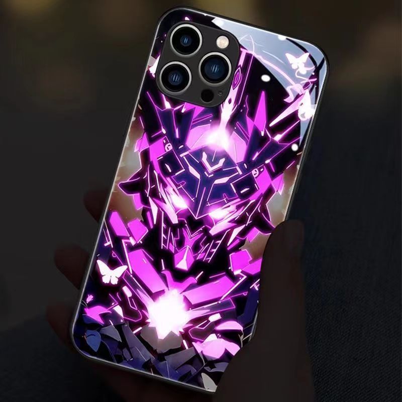 image-Butterfly Mecha LED Light-Up iPhone 15 Glass Case - Black