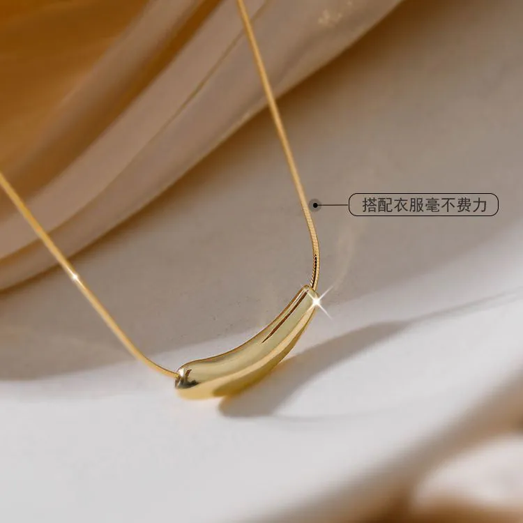 image-Titanium Steel Diamond Necklace - Women's Clavicle Chain 