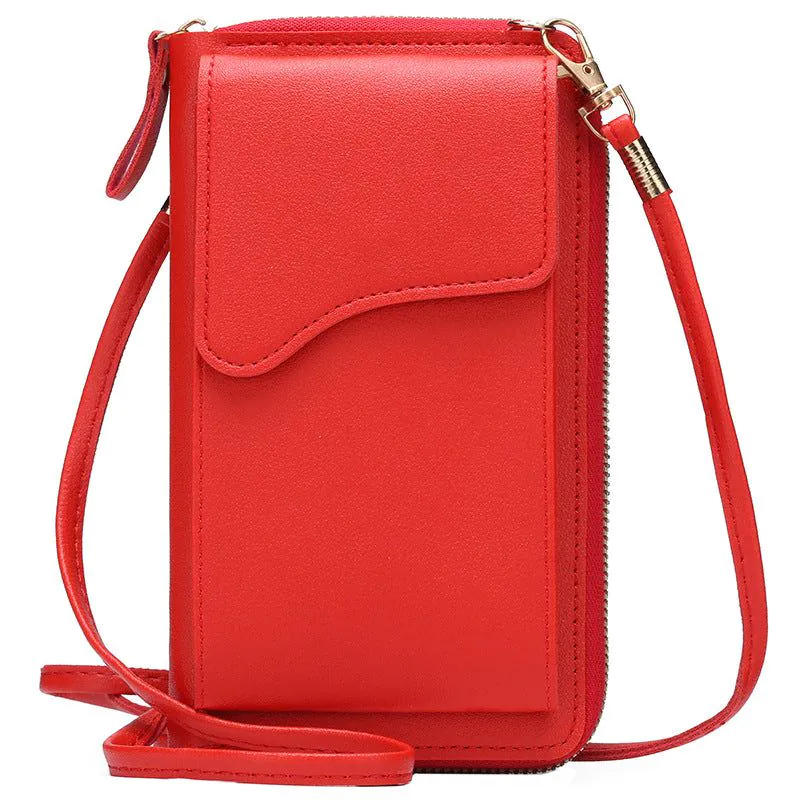 image-Light Purple PU Leather Phone Bag - Korean Style