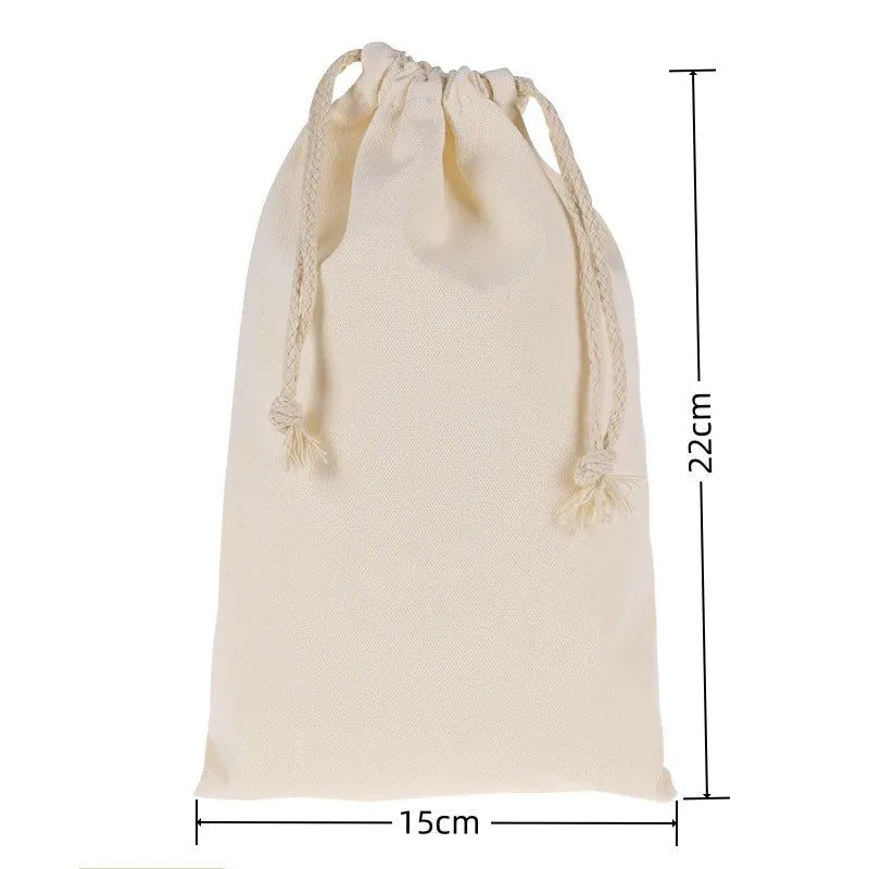 image-Canvas Drawstring Bags - Cotton Linen Storage 33x45cm