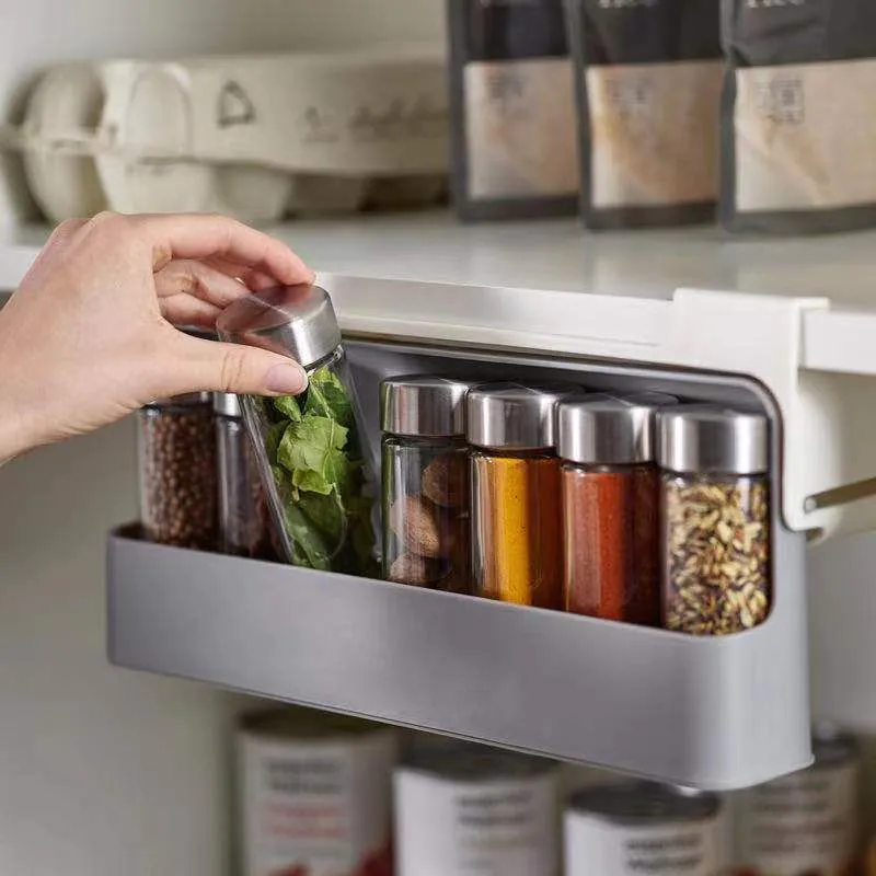 image-Condiment Storage Rack - Kitchen Organizer 