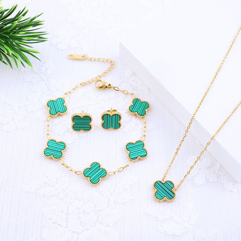 image-Four-Leaf Clover 18k Gold Plated Jewelry Set