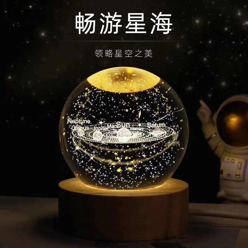 image-Crystal Ball Night Light - Moon Romantic Bedside Lamp