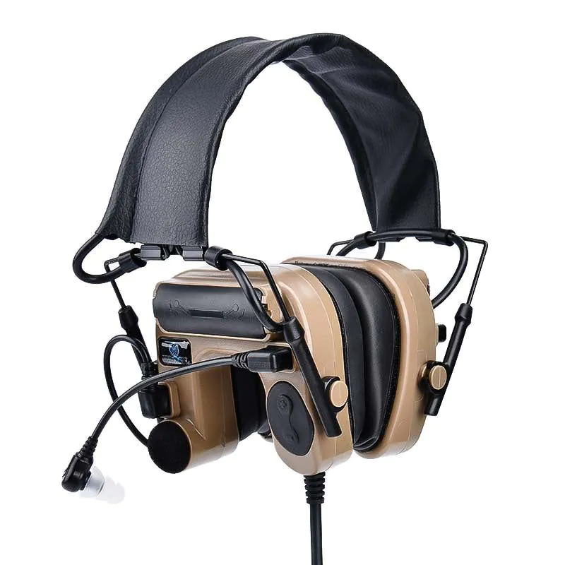 image-3PS Tactical Headphones C4 U-Type Wired Sand