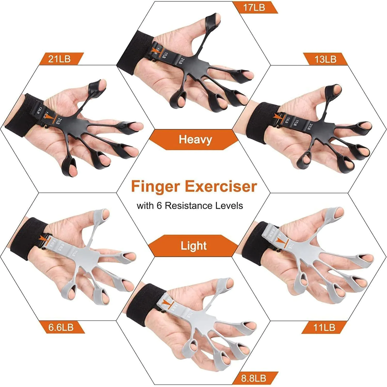 image-Silicone 5 Finger Exerciser Grip Strengthener Trainer