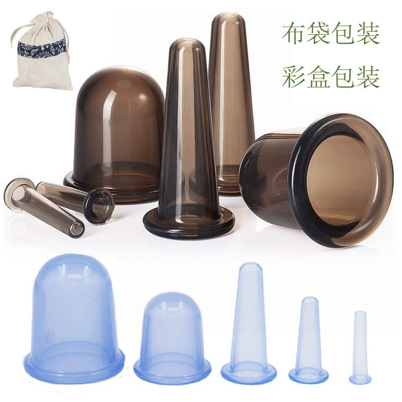 image-Silicone Cupping Set - 4 Cups Vacuum Massage Therapy 