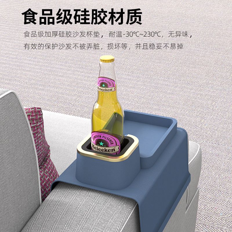 image-Silicone Sofa Cup Holder Coaster with Bracket