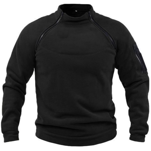 image-Men's Fleece Pullover Jacket - Stand Collar Warm Outdoor 