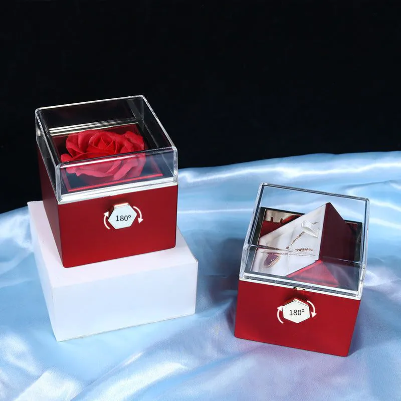 image-Rotating Rose Jewelry Box - Claret