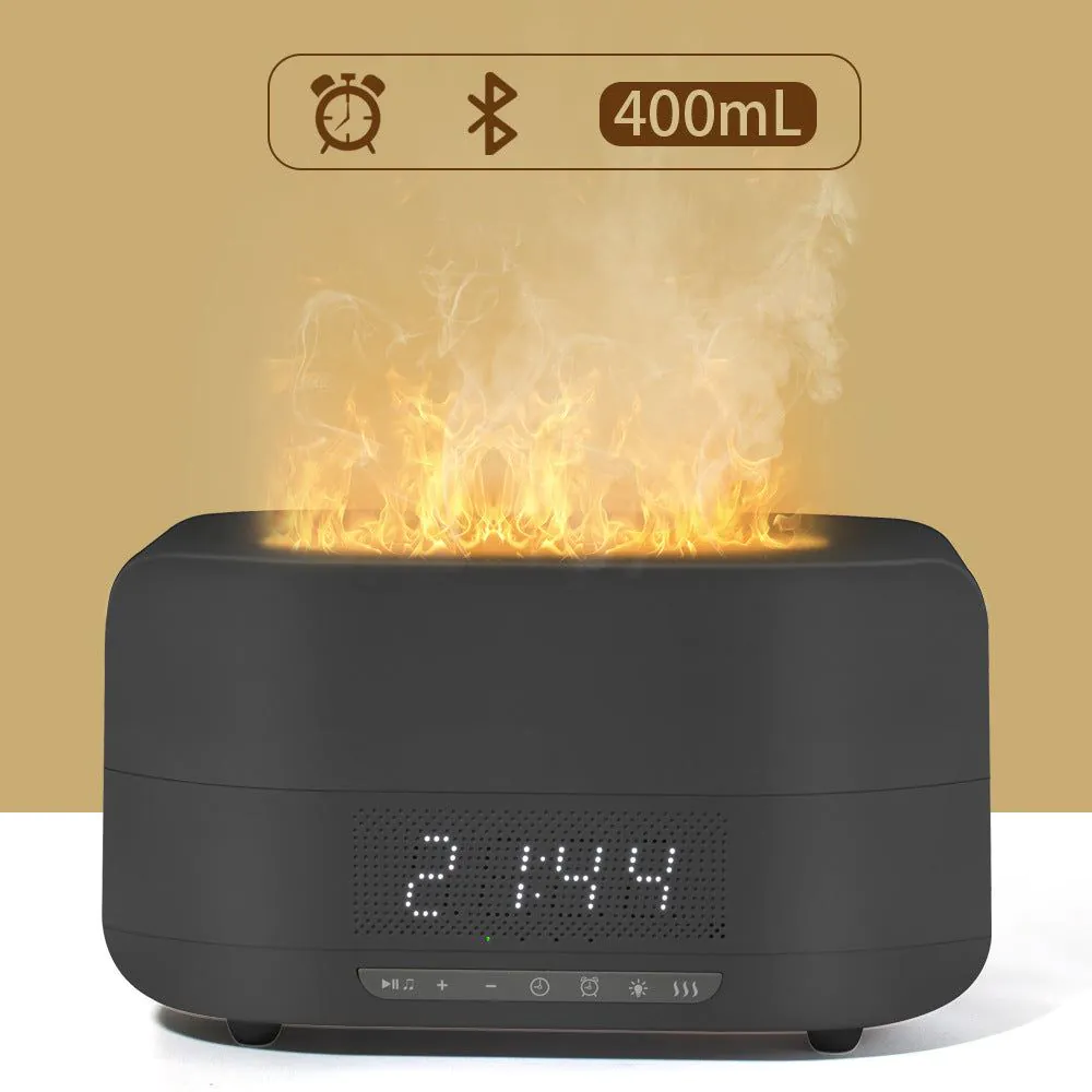 image-Flame Humidifier Aroma Diffuser with Bluetooth Speaker & LED Light 