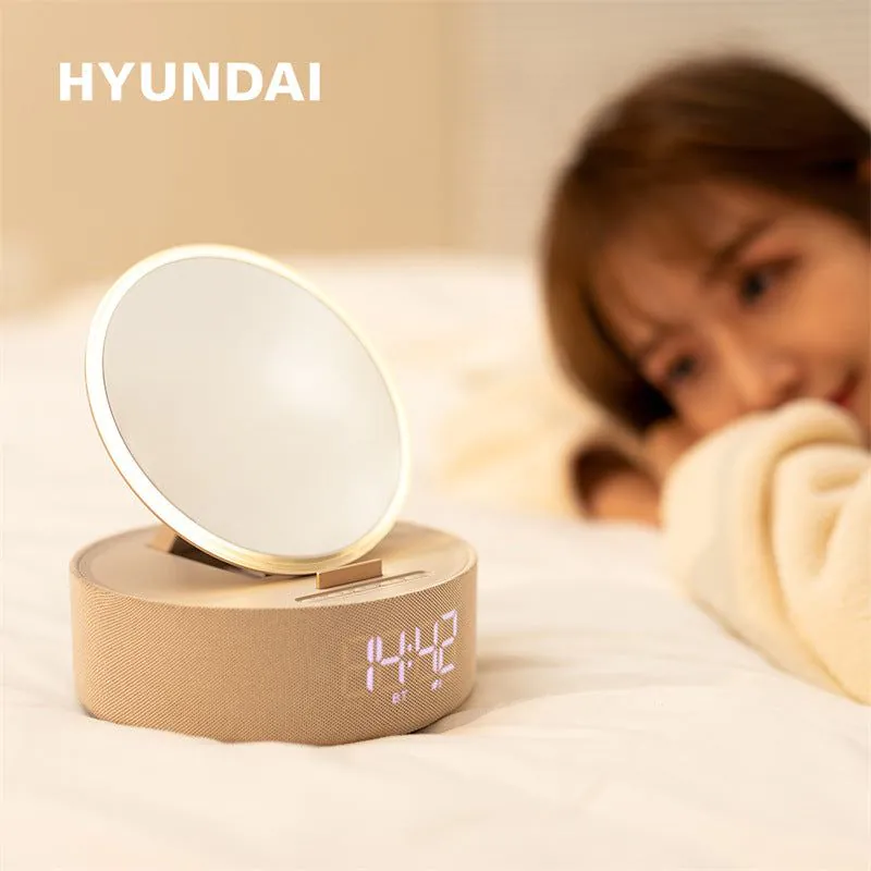 image-Multifunctional Wireless Cosmetic Mirror with Bluetooth Speaker & Alarm Clock 