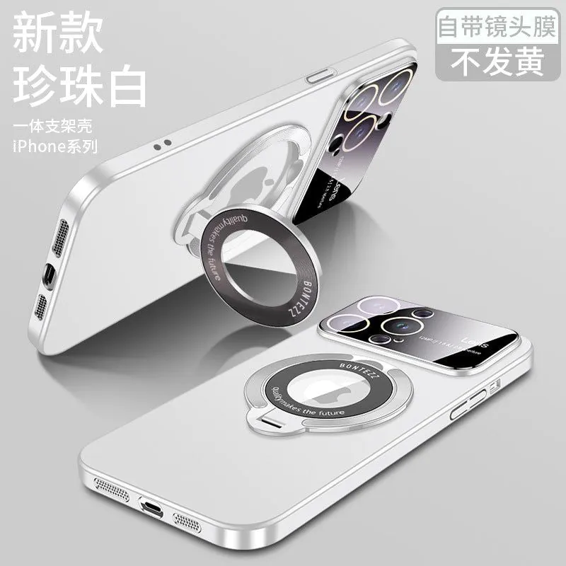 image-iPhone 14 Magnetic Bracket Case - Maroon Anti-Fingerprint