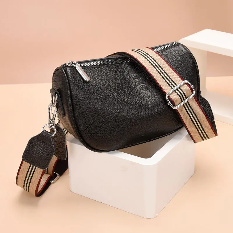 image-First-Layer Cowhide Leather Shoulder Bag - Women