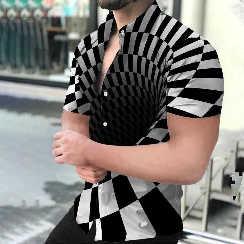 image-Men's 3D Digital Vortex Short Sleeve Beach Shirt