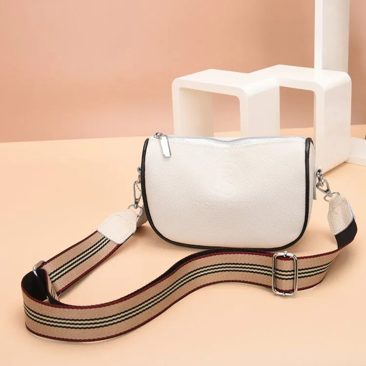 image-Women's Leather Saddle Bag - Black Small Square