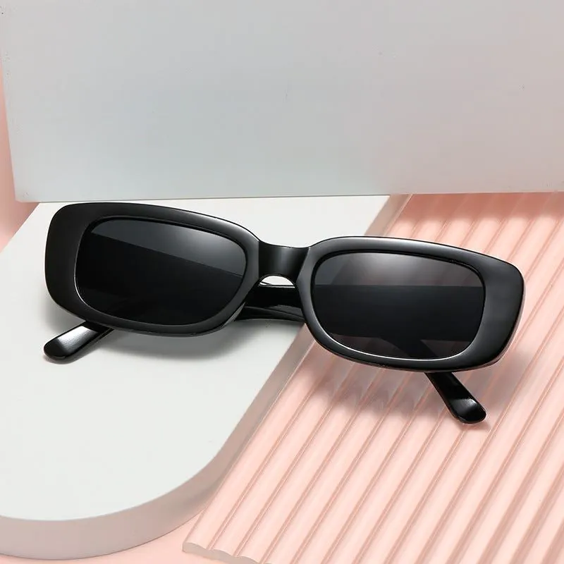 image-Small Square Frame Sunglasses - Retro UV Protection
