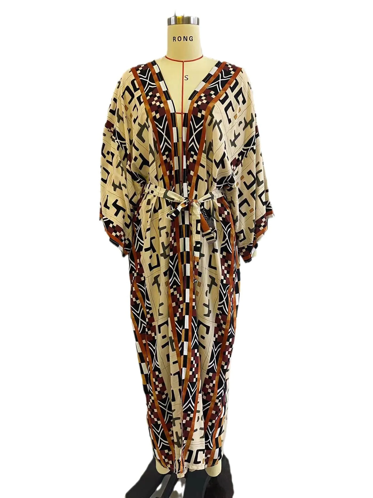 image-Rayon Beach Cover-Up Kimono - Light Blue One Size