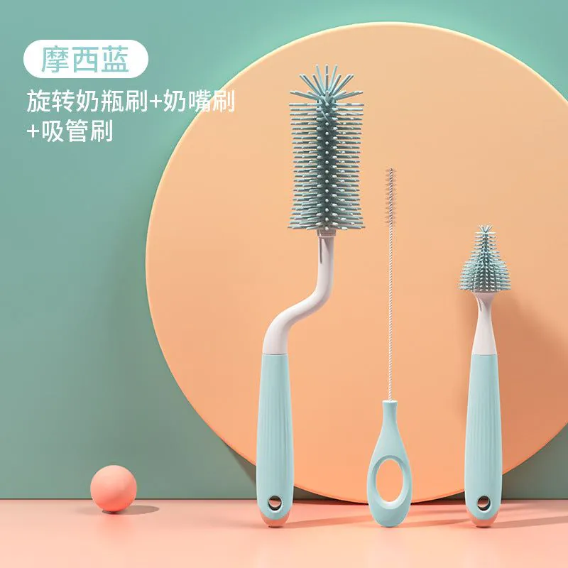 image-Silicone Bottle Brush Set - Rotating Cleaner 